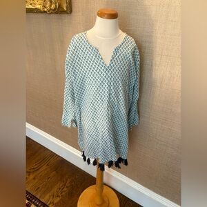 Blue and White Patterned Girls Coverup